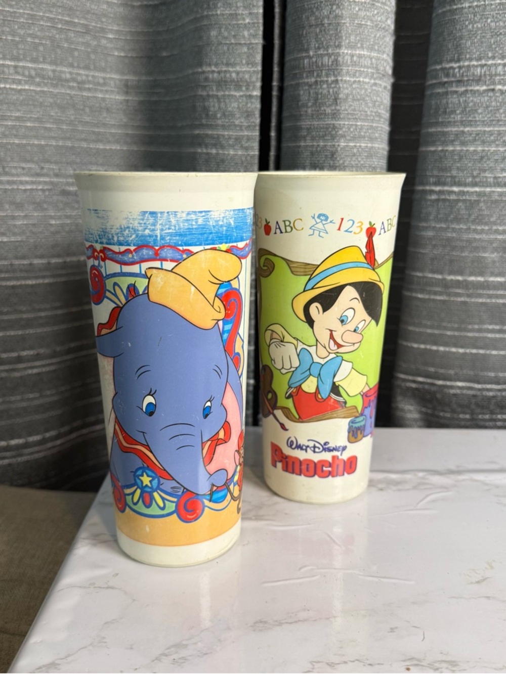 Disney vintage Tupperware cups Pinocchio & Dumbo
